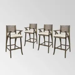 Hermosa 4pk Acacia Wood Patio Barstools - Christopher Knight Home