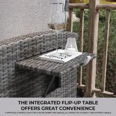 Nasitip Outdoor Recliner with Independently Adjustable Backrest and Footrest, PE Wicker Patio Reclining Lounge Chair with Flip-Up Table