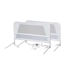KidCo Mesh and Steel Double Pack Telescopic Child Bed Rail Guard, White (2 Sets)