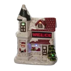Transpac Dolomite Light Up Santa House with Music - Festive Christmas Decorative Object for Holiday Cheer
