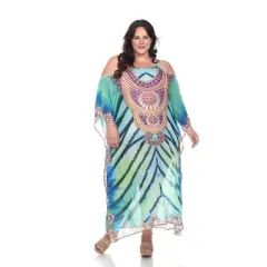 Plus Size Sheer Caftan Maxi Dress - One Size Fits Most Plus - White Mark