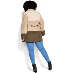 Women's Plus Size Color Block Stripe Jacket - chocolate | AVENUE