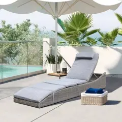 Sunsitt Outdoor Adjustable Chaise Lounge Chair with Removable Cushion