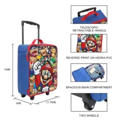 Super Mario Bros Character Group Shot 14" Youth Blue Pilot Case