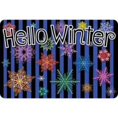 Ashley Productions&reg; The Original Fun Mat&trade;, Welcome Mat, 15.5" x 23.5", Hello Winter Colorful Snowflakes