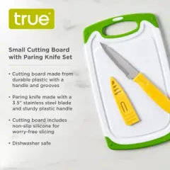 True Small Cutting Board with Paring Knife, Cutting Board and Knife Set, Fruit and Vegetable, Lemon and Lime board, Cutting Board Set of 2, Green