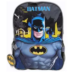 DC Batman 16" Boys School Backpack with Large Front Pocket & Rectangular Lunch Bag