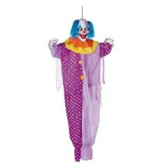 6 Ft. Talking Hanging Purple Clown Halloween Decoration