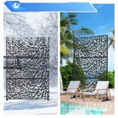 DSVIMOY Privacy Screens and Panels, Freestanding Outdoor Indoor Privacy Screen, Mesh Shape Decorative Privacy Screen, Black, 47.76"*15.75"*70.69"