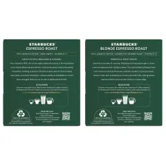 Starbucks By Nespresso Vertuo Line Espresso and Blonde Roast Dual Pack Coffee Pods - 20ct
