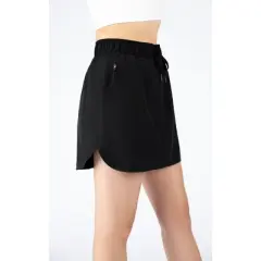 90 Degree by Reflex Womens Woven Skorts with Side Zipper Pocket and Inner Shorts
