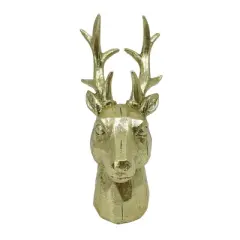 Transpac 8.5 Inch Golden Reindeer Head Decor Resin Figurine for Christmas Tabletop Decoration and Gift Giving
