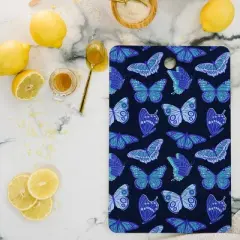 Jessica Molina Texas Butterflies Blue on Navy Cutting Board Rectangle - Deny Designs