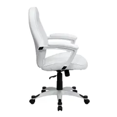 Mid-Back White Leather Executive Swivel Office Chair - Flash Furniture