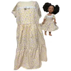 Doll Clothes Superstore Yellow Purple Flower Size 14 Matching Girl And Doll Dresses
