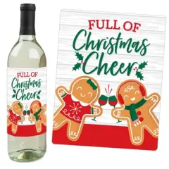 Big Dot of Happiness Gingerbread Christmas - Gingerbread Man Holiday Party Decorations for Women and Men - Wine Bottle Label Stickers - Set of 4