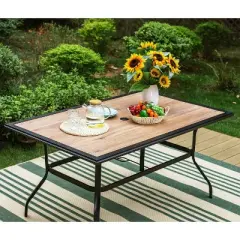 Outdoor Rectangle Dining Table with Steel Frame & 1.57" Umbrella Hole - Captiva Designs