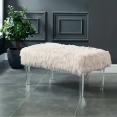 42" Korbin Faux Fur Like Glam Bench Pink - HOMES: Inside + Out