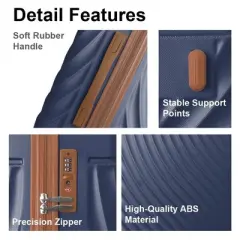 3-Piece ABS Hardshell Luggage Set, Suitcases with Spinner Wheels and TSA Lock (20", 24", 28"), Grey