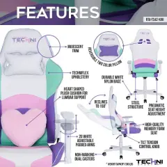 PAGED High Back Office Chair Ergonomic Gaming Chair with Adjustable Padded Arms, Lumbar Cushion and Neck Pillows, Desk Chair for Bedroom