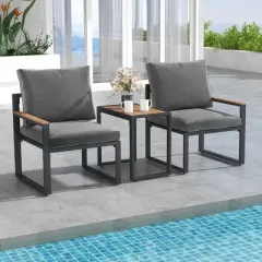 Costway 3 PCS Patio Furniture Set with Soft Cushions  Aluminum Frame Weatherproof Outdoor