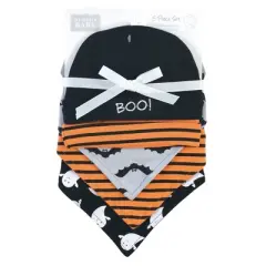 Hudson Baby Infant Boy Cotton Bib and Caps Set 5pk, Ghost, One Size