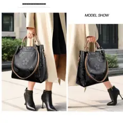 Handbags and Purses Women - Retro Embossed Leather Top Handle Handbag