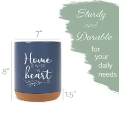 Elanze Designs Home Heart Navy Blue X-Large Cork Bottom Kitchen Utensil Holder
