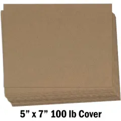 Hamilco Brown Kraft Cardstock Paper Cards 5x7" Thick Blank Card Stock Heavy Weight 100 lb Cover - 100 Pack