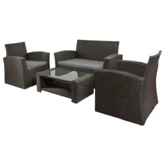 Northlight 4-Piece Georgetown Resin Wicker Outdoor Patio Conversation Set with Cushions