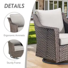 Belord 4 Pieces Rattan Patio Furniture Set, Patio Sofa Set with Patio Swivel Chair and Ottoman, Brown Wicker Furniture Ideas for Porch Deck