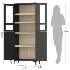 71" Tall Kitchen Pantry Cabinet, 5 Tier Freestanding Food Storage Cabinet with 4 Doors and Adjustable Shelves