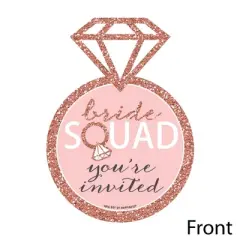 Big Dot of Happiness Bride Squad - Shaped Fill-in Invites - Rose Gold Bridal Shower or Bachelorette Party Invitation Cards with Envelopes - Set of 12