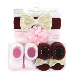 Hudson Baby Infant Girl Headband and Socks Set, Flower, 0-9 Months