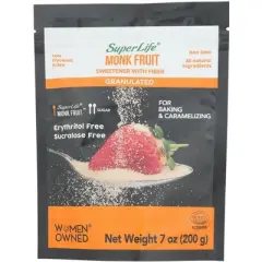 SuperLife Monk Fruit Sweetener with Fiber Granulated - Case of 12 - 7.05 oz