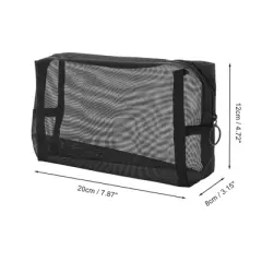 Unique Bargains Portable Mesh Makeup Bag Black 1 Pc