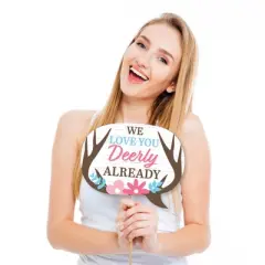 Big Dot of Happiness Funny Buck or Doe - Hunting Gender Reveal Party Photo Booth Props Kit - 10 Piece