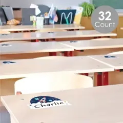 Big Dot of Happiness Outer Space Galaxy - DIY Blank Paper Desk or Locker Labels - Classroom Name Tags - Set of 32