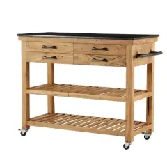 Coastal Wood Kitchen Cart Brown - Olivia & May