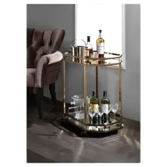 Lacole Serving Cart Mirror/Champagne - Acme Furniture