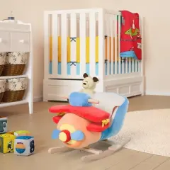 TopComfy Baby Bouncer and Rocker Plush Ride On Plane Rocker with Music and Seat Belt for Nursery Fun, Multicolored, 23.5"*13"*19.8"
