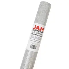 JAM PAPER Silver Glitter Gift Wrapping Paper Roll - 1 pack of 25 Sq. Ft.