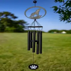 Dawhud Direct 38" H Howling Wolf Wind Chimes for Outdoor
