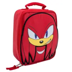 Sonic The Hedgehog Insulated Lunch Box,  Knuckles Mini Gaming Cooler with 3D Features and Top Padded Handle
