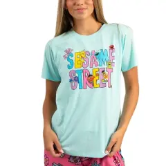 Sesame Street Adult Juniors Sleepwear Set with Short Sleeve Tee and Sleep Pants