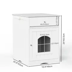 SEVOBAL Wooden Pet House Cat Litter Box Enclosure with Drawer, Side Table, Indoor Pet Crate, Cat Home Nightstand, White(18.9"*20.9"*25")