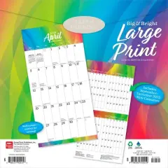 BrownTrout Big and Bright Large Print 2026 12"x24" Hanging Square Wall Calendar Plastic-Free
