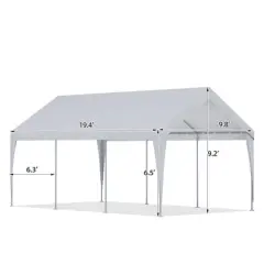EROMMY 10 Ft X 20 Ft Carports Heavy Duty,White