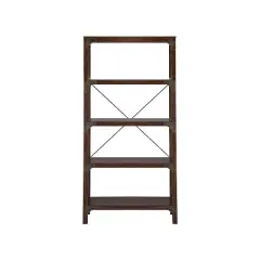 Saint Birch Logan 4-Shelf X-Cross Modern Wood Bookcase, Walnut