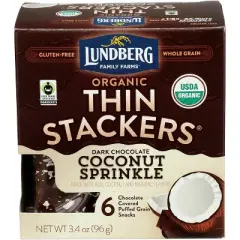 Lundberg Organic Thin Stackers Dark Chocolate Coconut Sprinkle - Case of 6 - 3.4 oz